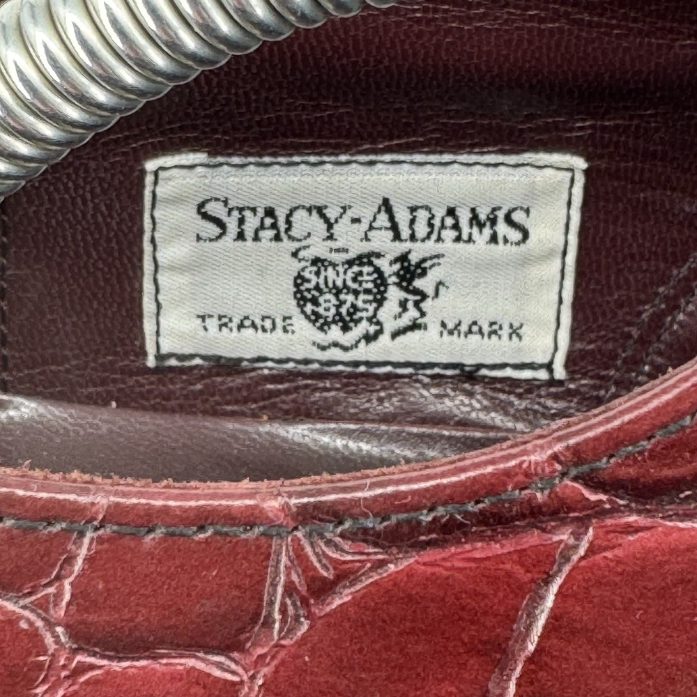 Vtg Stacy Adams Men's Ox Blood Crocodile Print Cap Toe Oxford Dress Shoe Size 9 - Picture 5 of 8